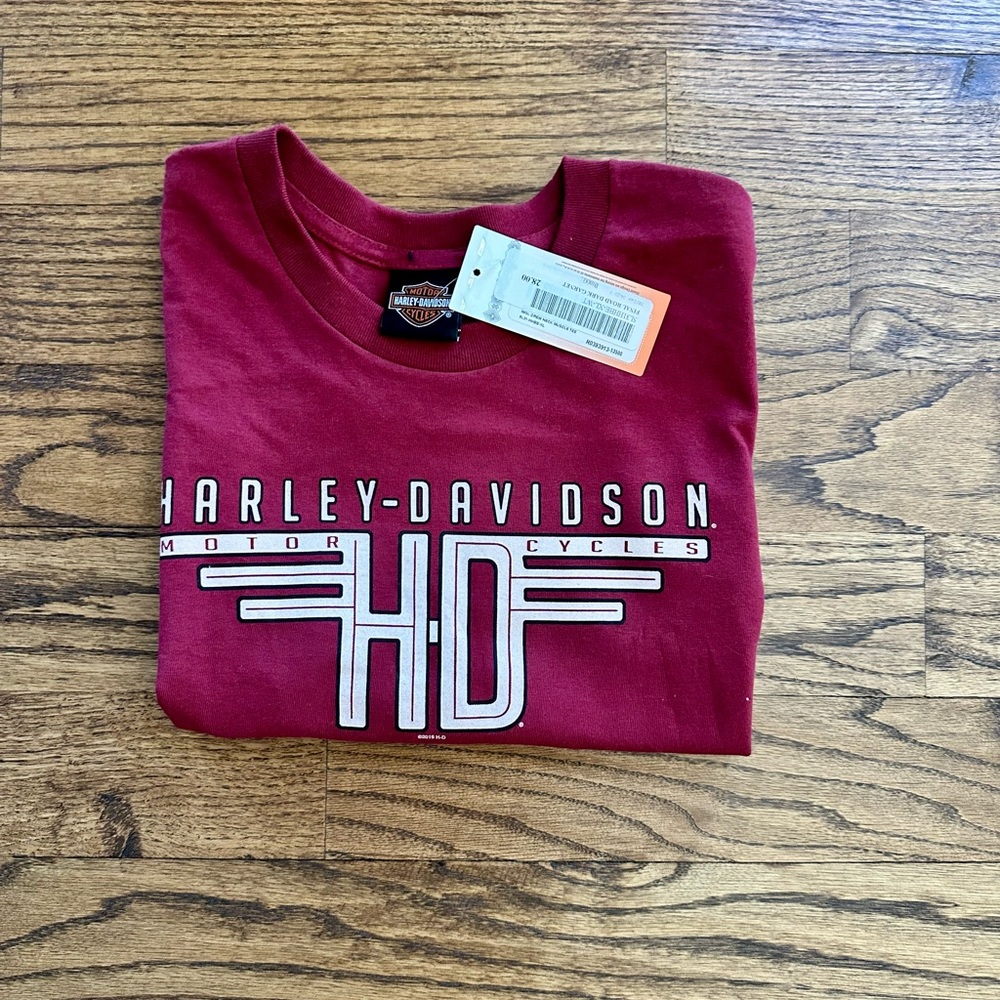 Harley-Davidson Burgundy Tee with Logo NWT
